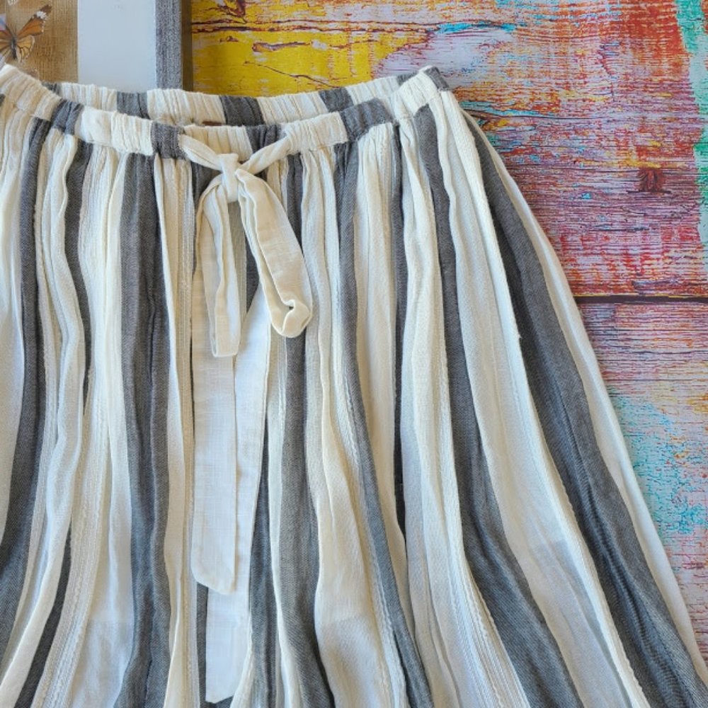 Free People Lily Stripe Gauzy A-line Midi Skirt M - Picture 4 of 7